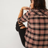 Curve Plaid Henley Top Plus Size Tops -2020AVE