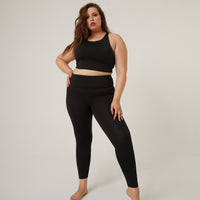 Curve All Star Leggings Plus Size Bottoms Black XL -2020AVE