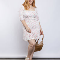 Curve Amanda Floral Dress Plus Size Dresses Ivory 1XL -2020AVE