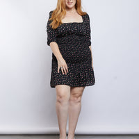 Curve Amanda Floral Dress Plus Size Dresses Black 1XL -2020AVE
