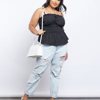 Curve Amber Smocked Tank Plus Size Tops -2020AVE