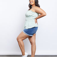 Curve Amber Smocked Tank Plus Size Tops -2020AVE