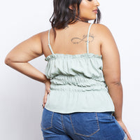 Curve Amber Smocked Tank Plus Size Tops -2020AVE
