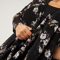 Curve Floral Sheer Cardigan Plus Size Outerwear -2020AVE