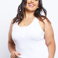Curve Around and About Tank Plus Size Tops White 1XL -2020AVE