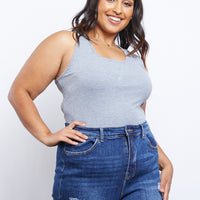 Curve Around and About Tank Plus Size Tops Gray 1XL -2020AVE