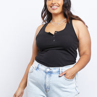 Curve Around and About Tank Plus Size Tops Black 1XL -2020AVE
