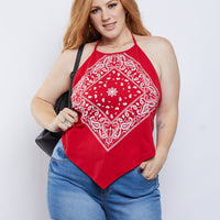 Curve Bandana Top Plus Size Tops Red 1XL -2020AVE