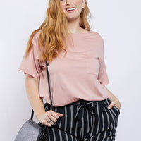 Curve Basic Pocket Tee Plus Size Tops Blush 1XL -2020AVE