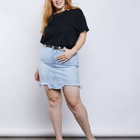 Curve Basic Pocket Tee Plus Size Tops Black 1XL -2020AVE