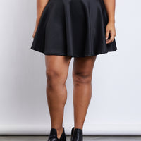 Curve Basic Skater Skirt Plus Size Bottoms -2020AVE