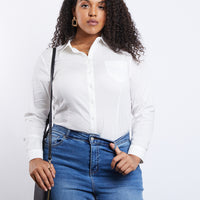 Curve Button Down Blouse Plus Size Tops -2020AVE