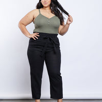 Curve Cambrie Paper Bag Pants Plus Size Bottoms -2020AVE