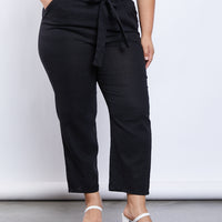 Curve Cambrie Paper Bag Pants Plus Size Bottoms -2020AVE
