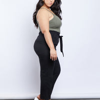 Curve Cambrie Paper Bag Pants Plus Size Bottoms -2020AVE