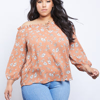 Curve Cassandra Floral Top Plus Size Tops Terracotta 1XL -2020AVE