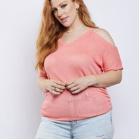Curve Renee Cold Shoulder Knit Top Plus Size Tops -2020AVE