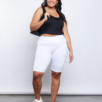 Curve Comfort Bike Shorts Plus Size Bottoms White 1XL -2020AVE