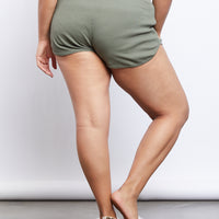 Curve Comfy Waffle Knit Shorts Plus Size Bottoms -2020AVE