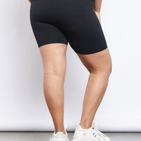Curve Daily Ribbed Bike Shorts Plus Size Bottoms -2020AVE