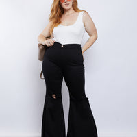 Curve Super Flared Jeans Plus Size Bottoms -2020AVE