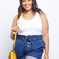 Curve Denim Paper Bag Shorts Plus Size Bottoms -2020AVE