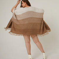 Curve Colorblock Fringe Cardigan Plus Size Outerwear -2020AVE