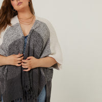 Curve Colorblock Fringe Cardigan Plus Size Outerwear -2020AVE