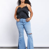 Curve Donna Flare Jeans Plus Size Bottoms Light Denim 1XL -2020AVE