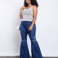 Curve Donna Flare Jeans Plus Size Bottoms Medium Denim 1XL -2020AVE