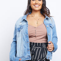 Curve Dreamy Denim Jacket Plus Size Outerwear -2020AVE