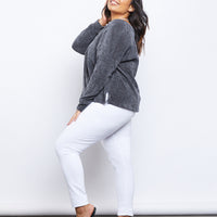 Curve Easy Does It Leggings Plus Size Bottoms White 1XL -2020AVE
