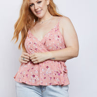 Curve Elena Peplum Top Plus Size Tops Coral 1XL -2020AVE