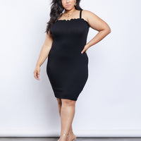 Curve Erin Lettuce Edge Dress Plus Size Dresses Black 1XL -2020AVE