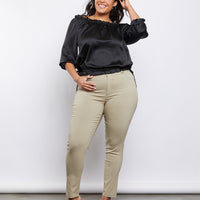Curve Everyday Jeggings Plus Size Bottoms Khaki 1XL -2020AVE