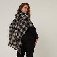 Curve Plaid Poncho Top Plus Size Outerwear -2020AVE