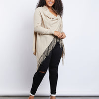 Curve Fringe Draped Sweater Plus Size Tops -2020AVE