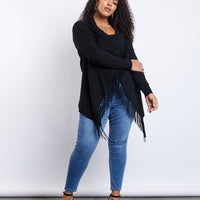 Curve Fringe Draped Sweater Plus Size Tops -2020AVE
