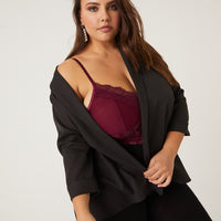 Curve Sheer Lace Bodysuit Plus Size Intimates Merlot 1XL -2020AVE