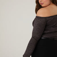 Curve Glittery Zip Up Top Plus Size Tops -2020AVE