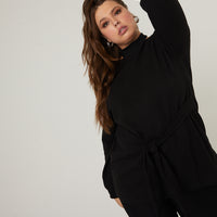 Curve Cinched Cold Shoulder Sweatshirt Plus Size Tops -2020AVE
