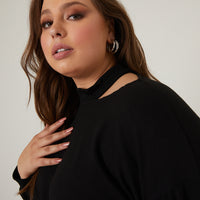 Curve Cinched Cold Shoulder Sweatshirt Plus Size Tops -2020AVE