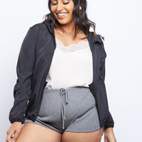 Curve In The Wind Windbreaker Plus Size Outerwear Black 1XL -2020AVE