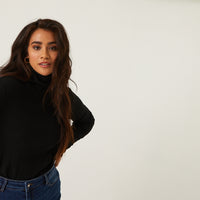 Curve Fitted Turtleneck Top Plus Size Tops -2020AVE