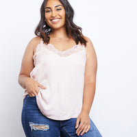 Curve Kai Lace Trim Cami Plus Size Tops Blush 1XL -2020AVE