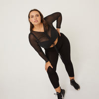 Curve Ruched Front Mesh Top Plus Size Tops -2020AVE