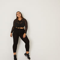 Curve Ruched Front Mesh Top Plus Size Tops -2020AVE