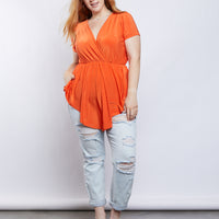 Curve Lauren Surplice Blouse Plus Size Tops -2020AVE