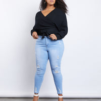 Curve Leigh V-Neck Sweater Plus Size Tops -2020AVE