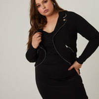 Curve Lightweight Zip Up Jacket Plus Size Outerwear -2020AVE